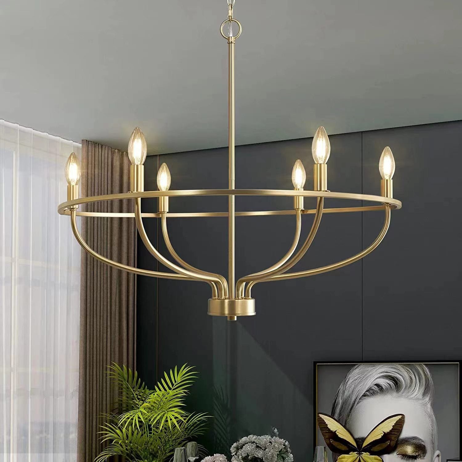 Myphaos Industrieller Vintage Kronleuchter aus Messing-Letslighting