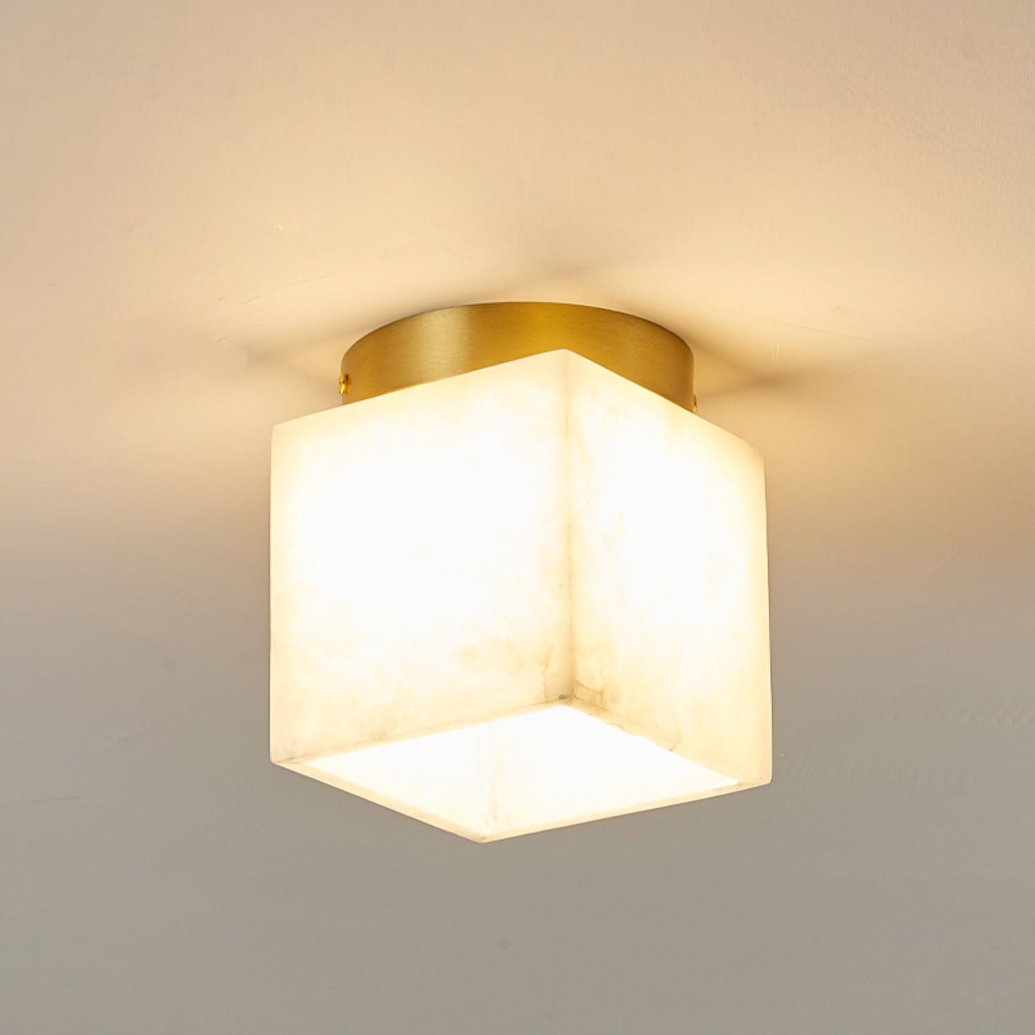 Usilia Modern Minimalist Brass Alabaster Ceiling Light - Letslighting