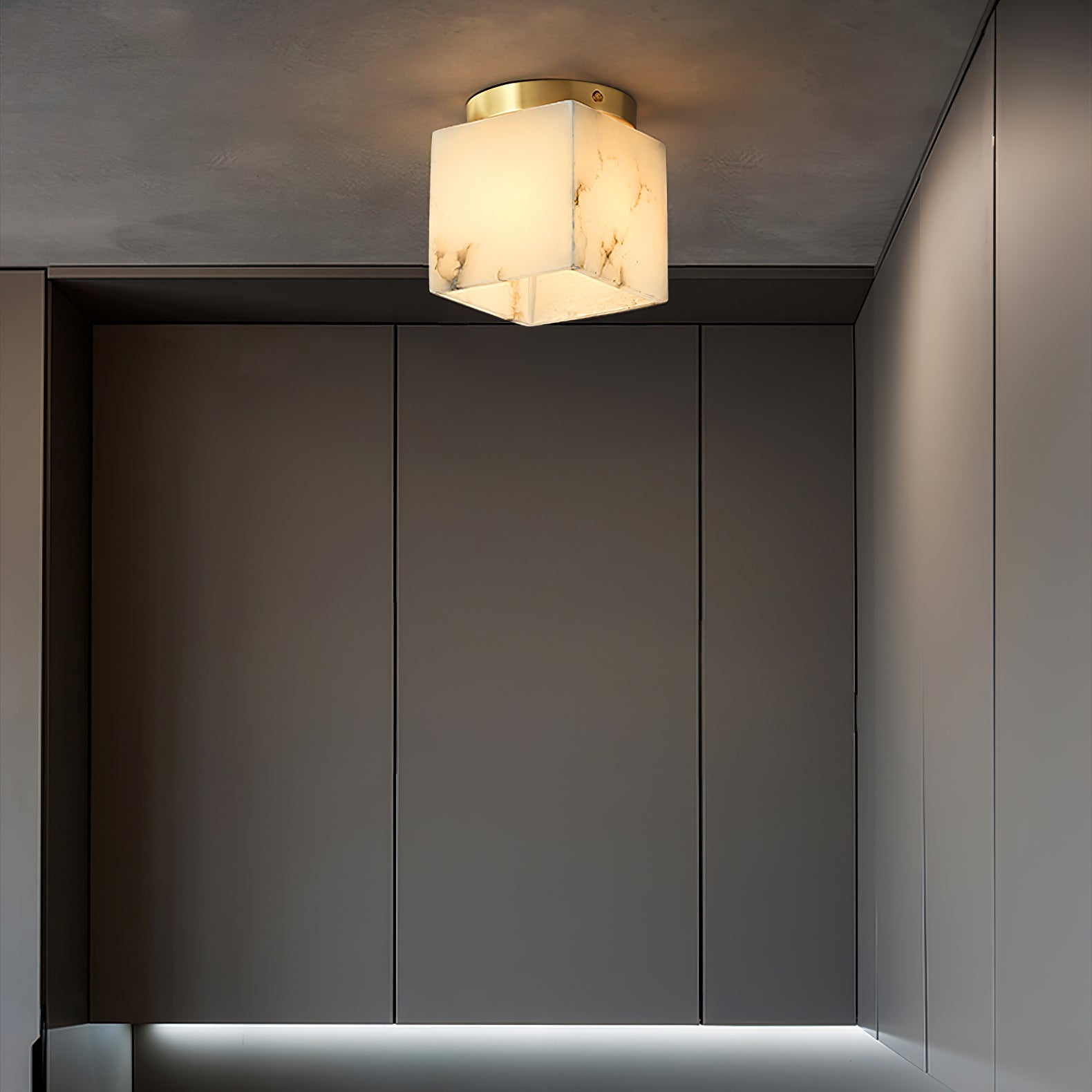 Usilia Modern Minimalist Brass Alabaster Ceiling Light - Letslighting