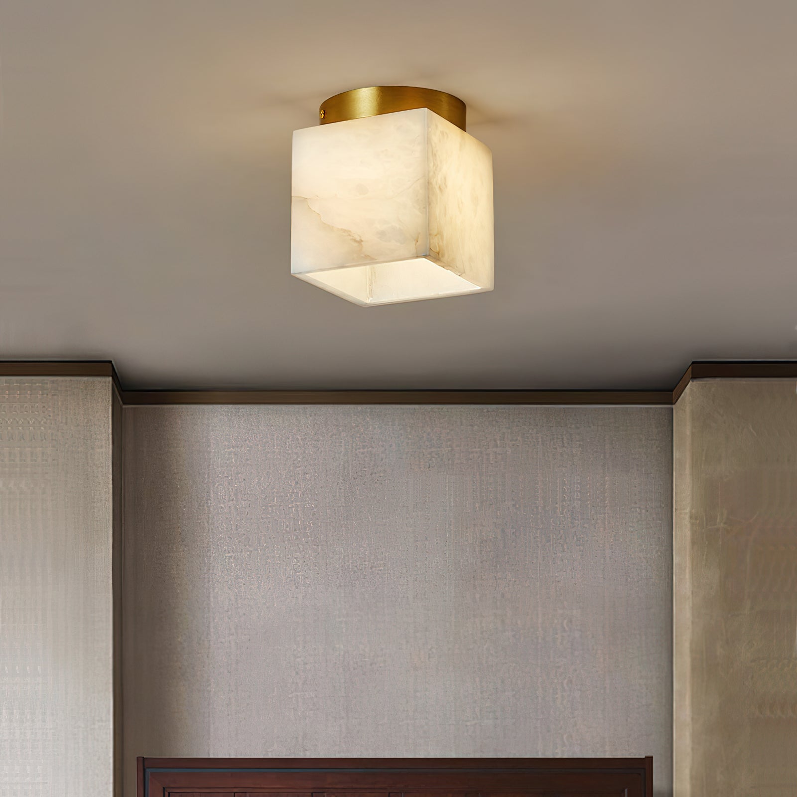 Usilia Modern Minimalist Brass Alabaster Ceiling Light - Letslighting