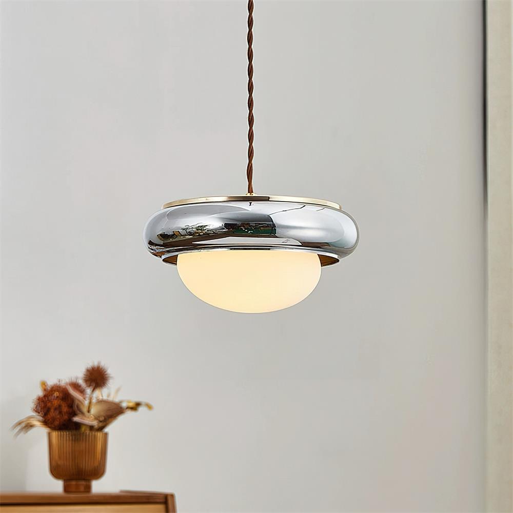 Quillon Pendelleuchte Modern Holzring Mattglas Kugelschirm-Letslighting