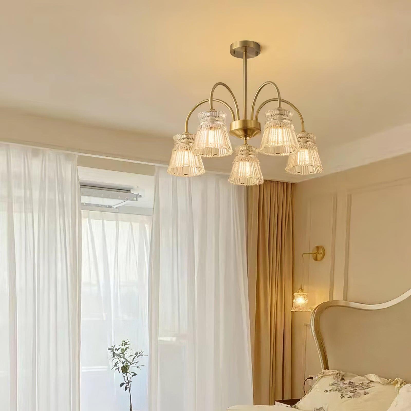 Lustra Kronleuchter Kristallglas Gold Midcentury-Letslighting