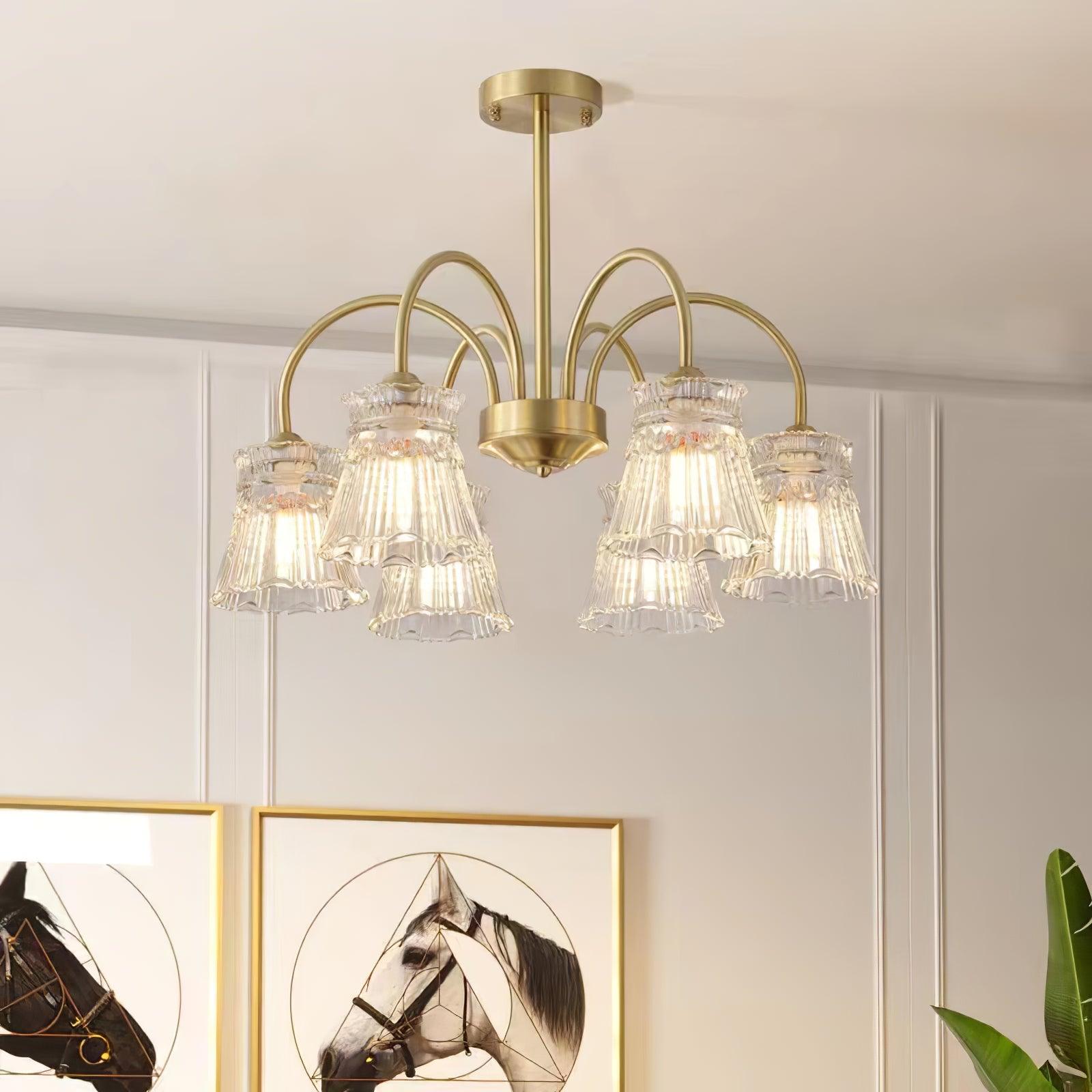 Lustra Kronleuchter Kristallglas Gold Midcentury-Letslighting