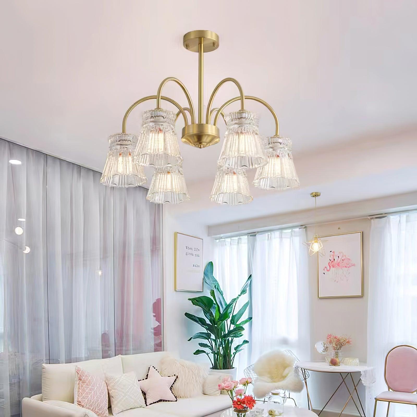 Lustra Kronleuchter Kristallglas Gold Midcentury-Letslighting