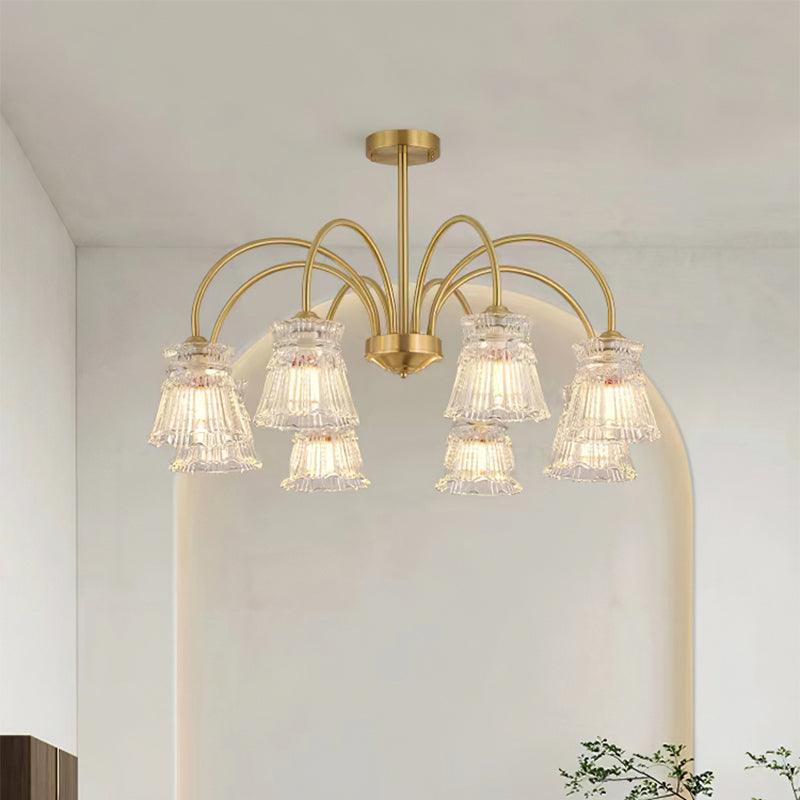 Lustra Kronleuchter Kristallglas Gold Midcentury-Letslighting