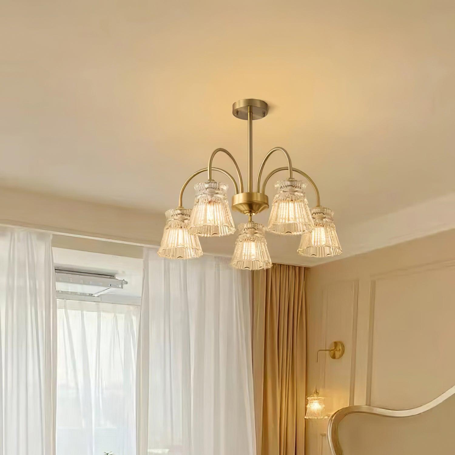 Lustra Kronleuchter Kristallglas Gold Midcentury-Letslighting