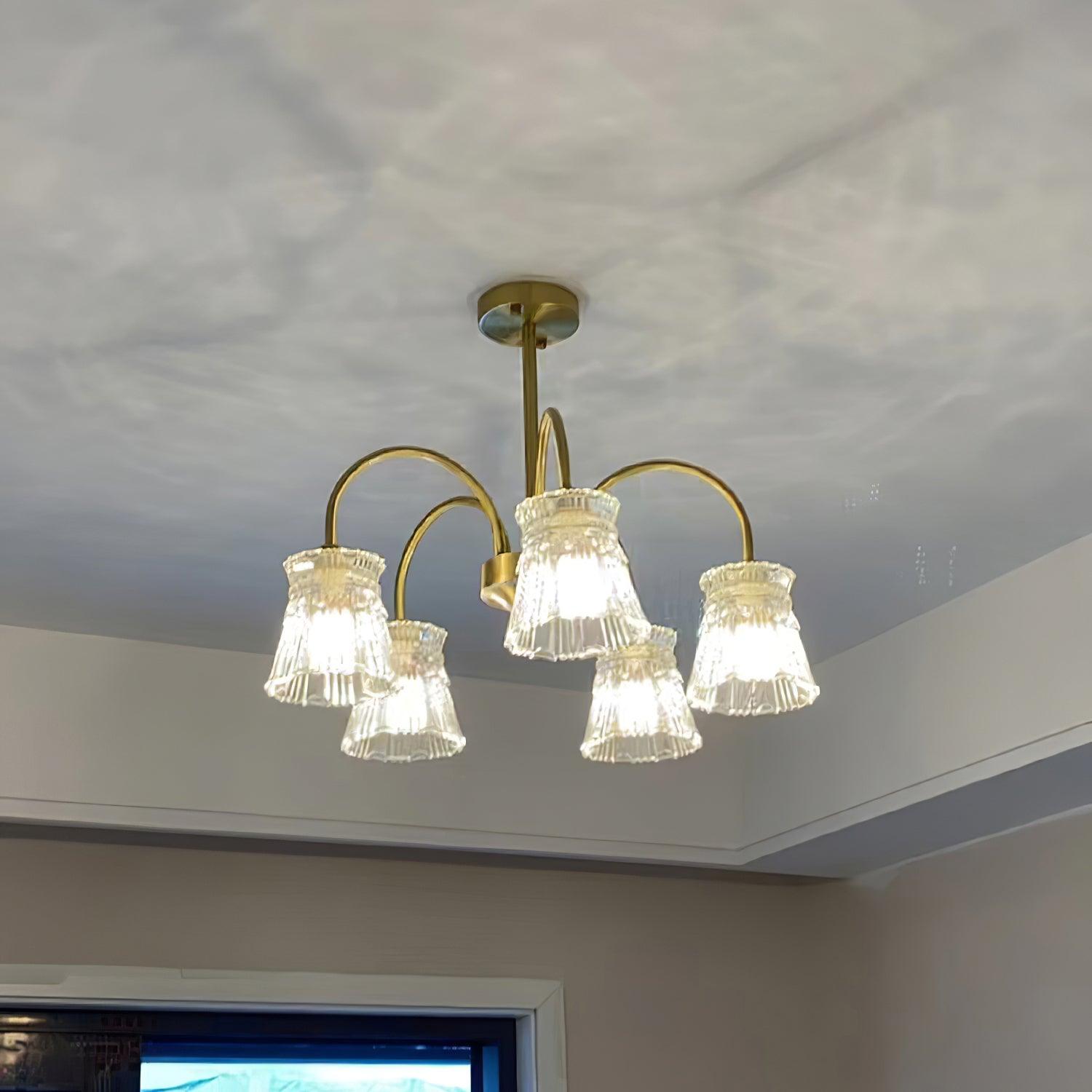Lustra Kronleuchter Kristallglas Gold Midcentury-Letslighting
