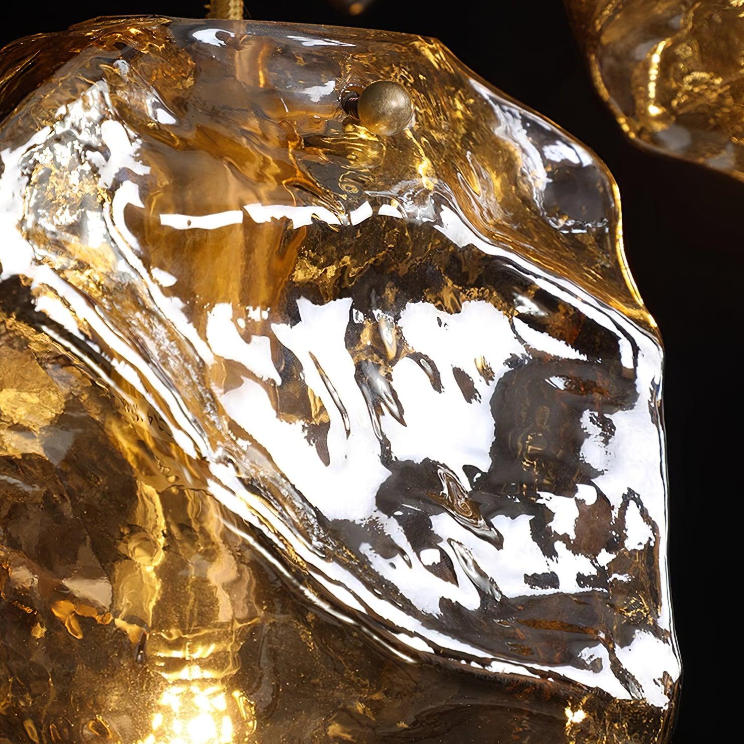 Ice Glas-Pendelleuchte aus Messing