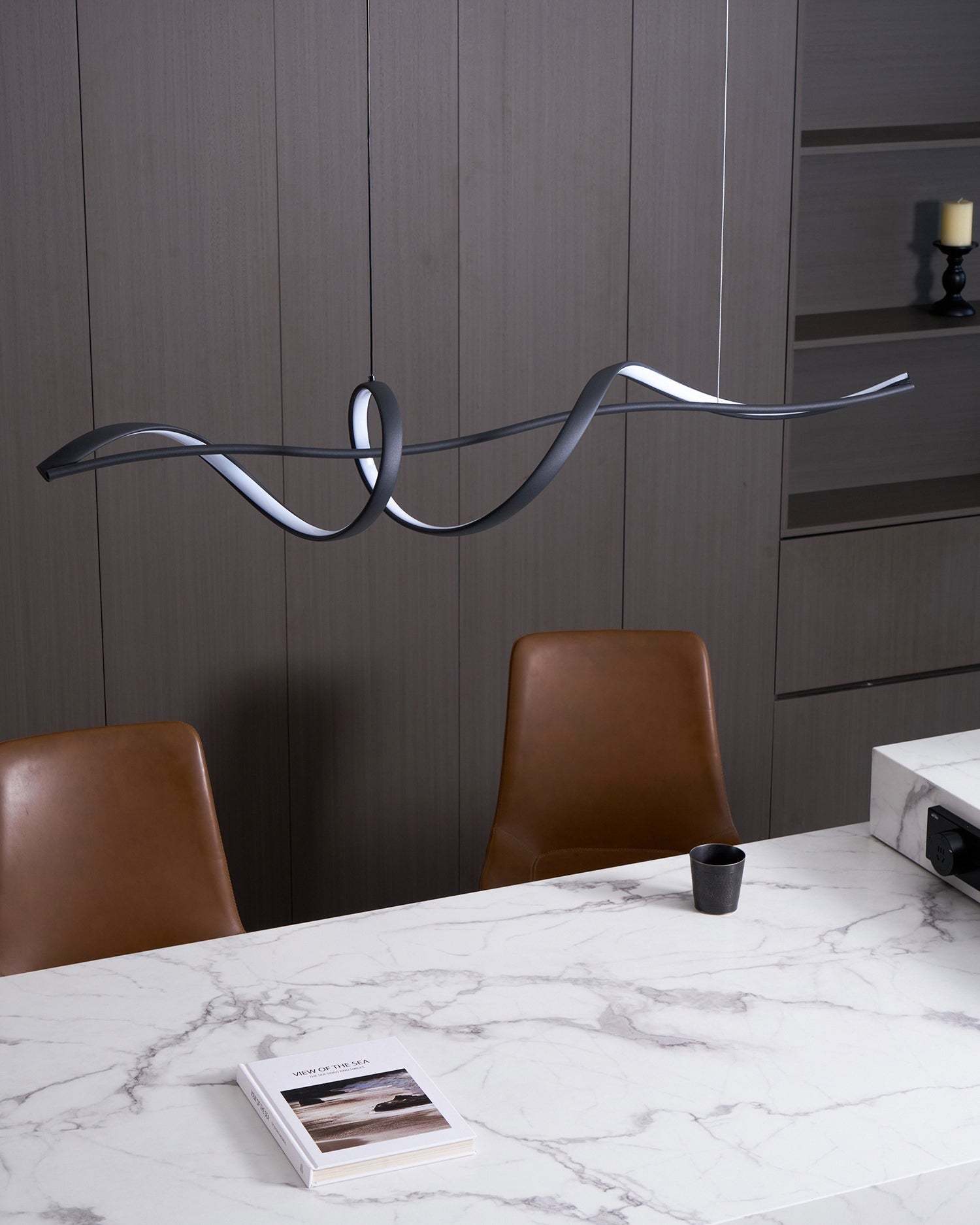 Aveline Moderne Schwarze LED Wellen-Pendelleuchte-Letslighting