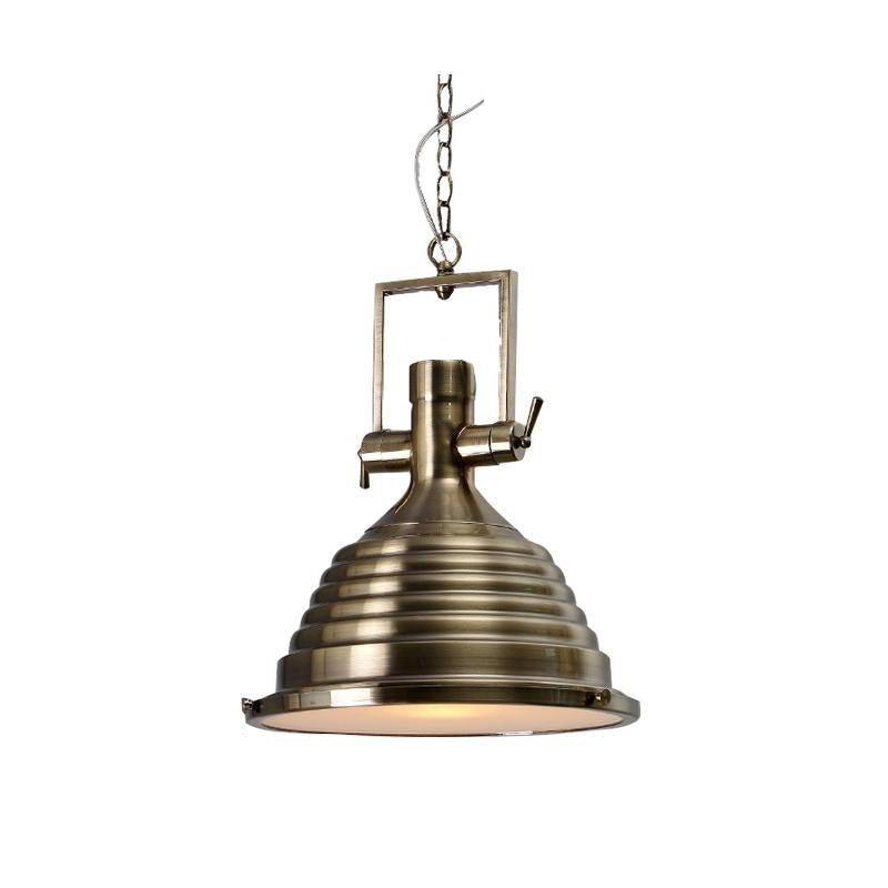 Solara Pendant Lamp Brass Ribbed Dome Industrial - Letslighting