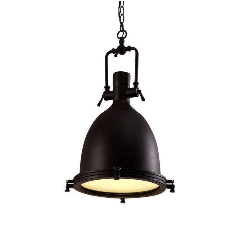 Solara Pendant Lamp Brass Ribbed Dome Industrial - Letslighting