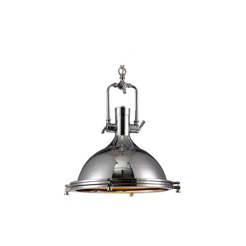Solara Pendant Lamp Brass Ribbed Dome Industrial - Letslighting