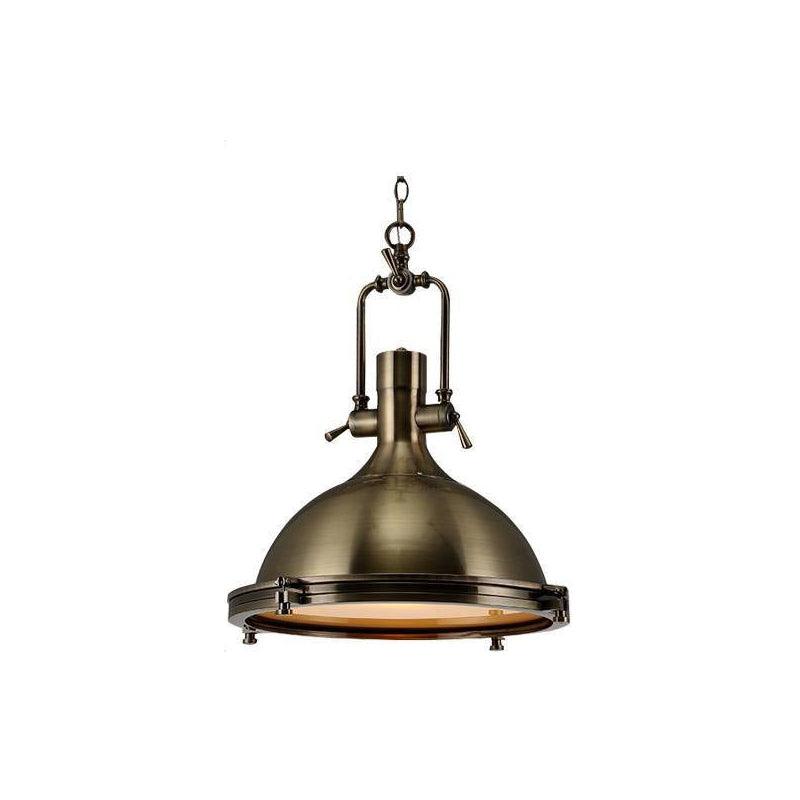 Solara Pendant Lamp Brass Ribbed Dome Industrial - Letslighting