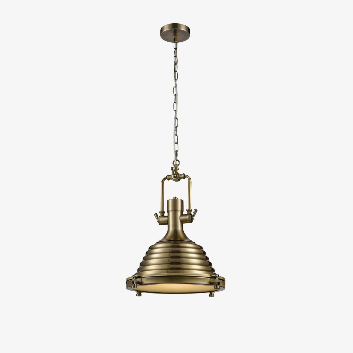 Solara Pendant Lamp Brass Ribbed Dome Industrial - Letslighting