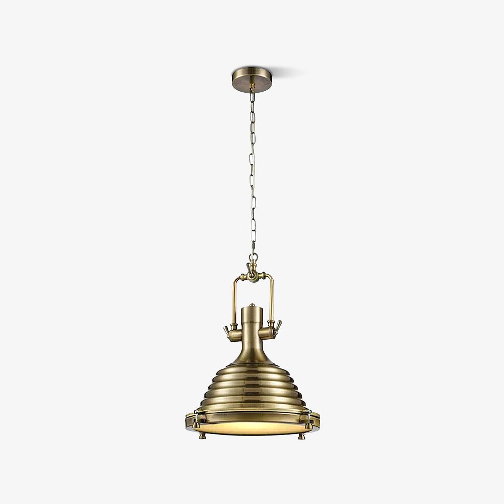 Solara Pendant Lamp Brass Ribbed Dome Industrial - Letslighting