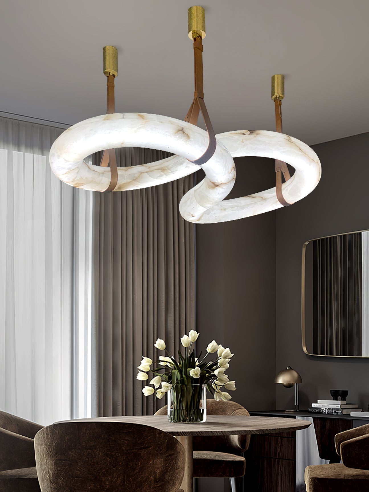 Althaen Postmodern Luxury Brown Alabaster Chandelier - Letslighting
