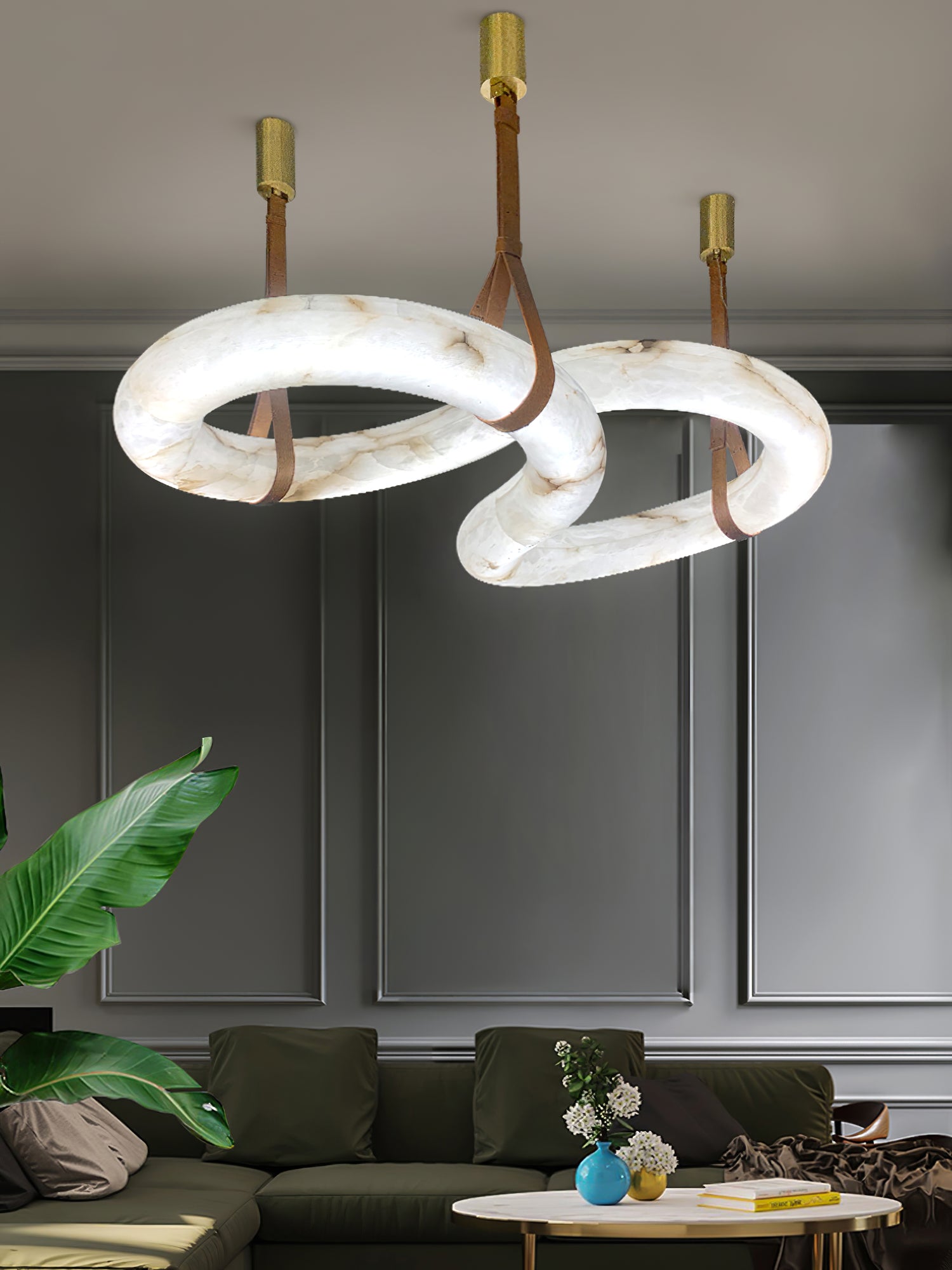 Althaen Postmodern Luxury Brown Alabaster Chandelier - Letslighting