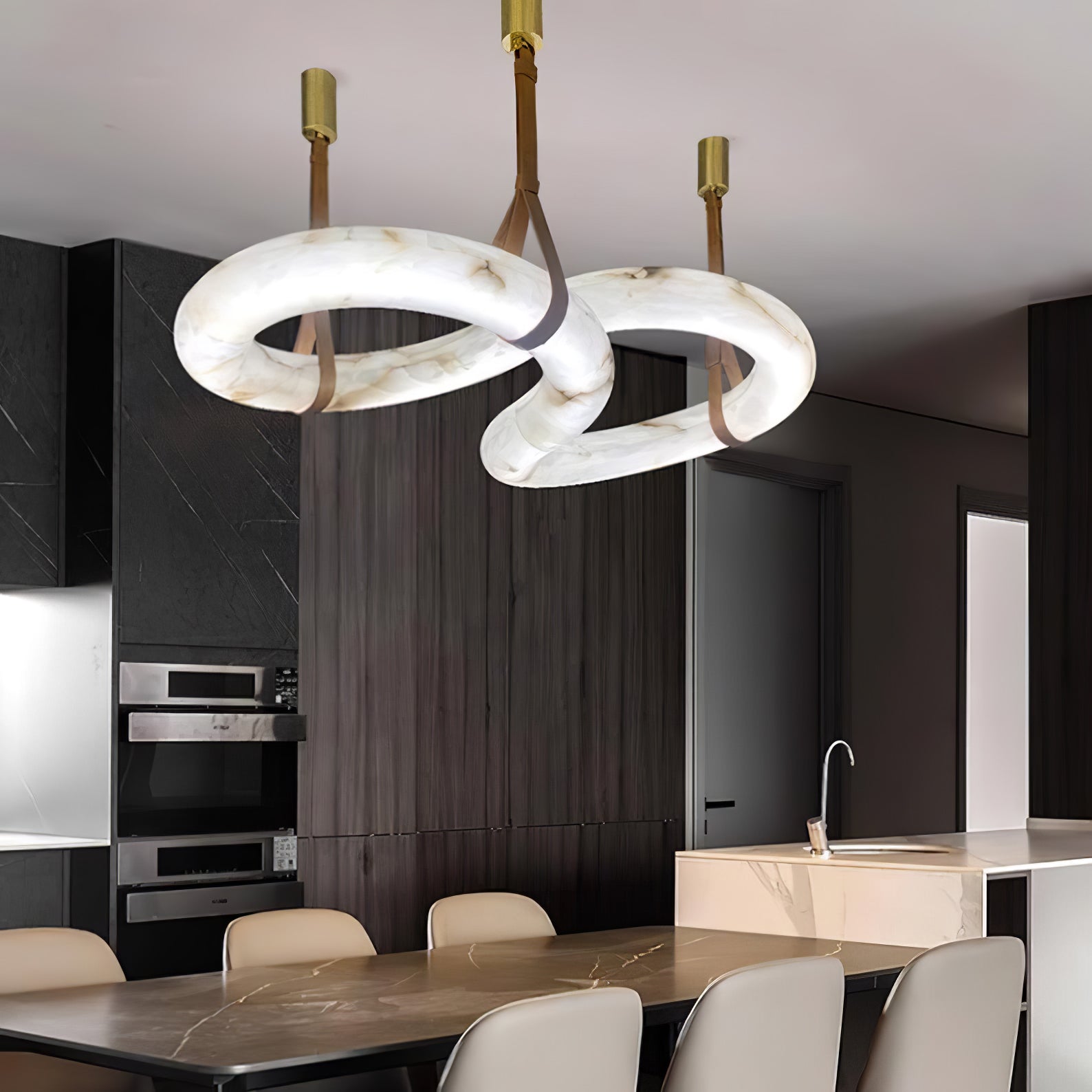 Althaen Postmodern Luxury Brown Alabaster Chandelier - Letslighting
