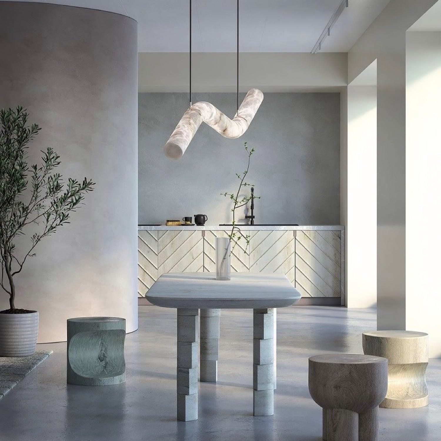 Utalyra Curved Alabaster Pendant Light - Neutralighting