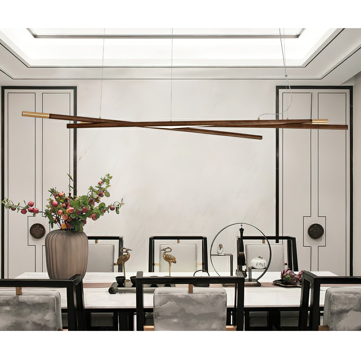 Aurora Kronleuchter Holz Linear LED-Letslighting