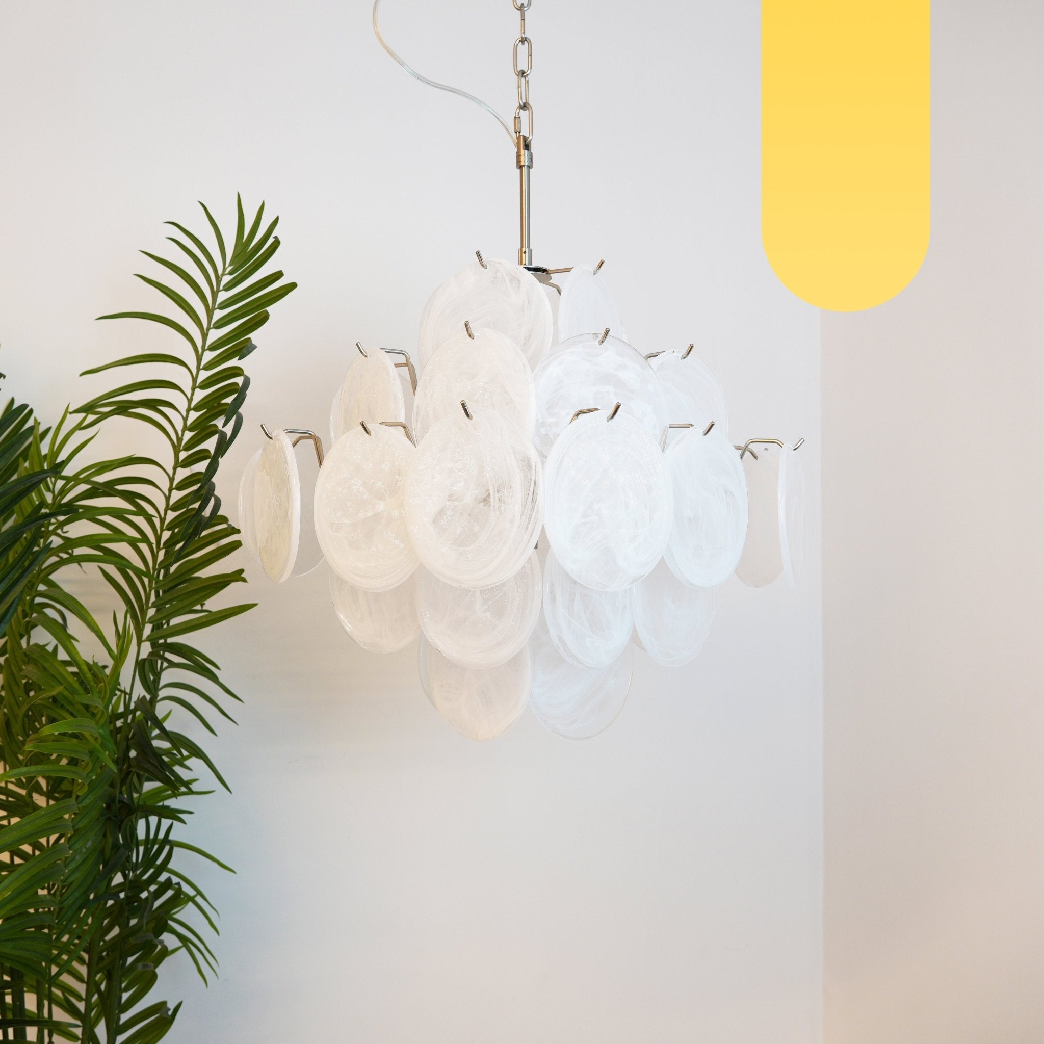 Aurora Chandelier White Murano Glass Disc Cluster - Neutralighting