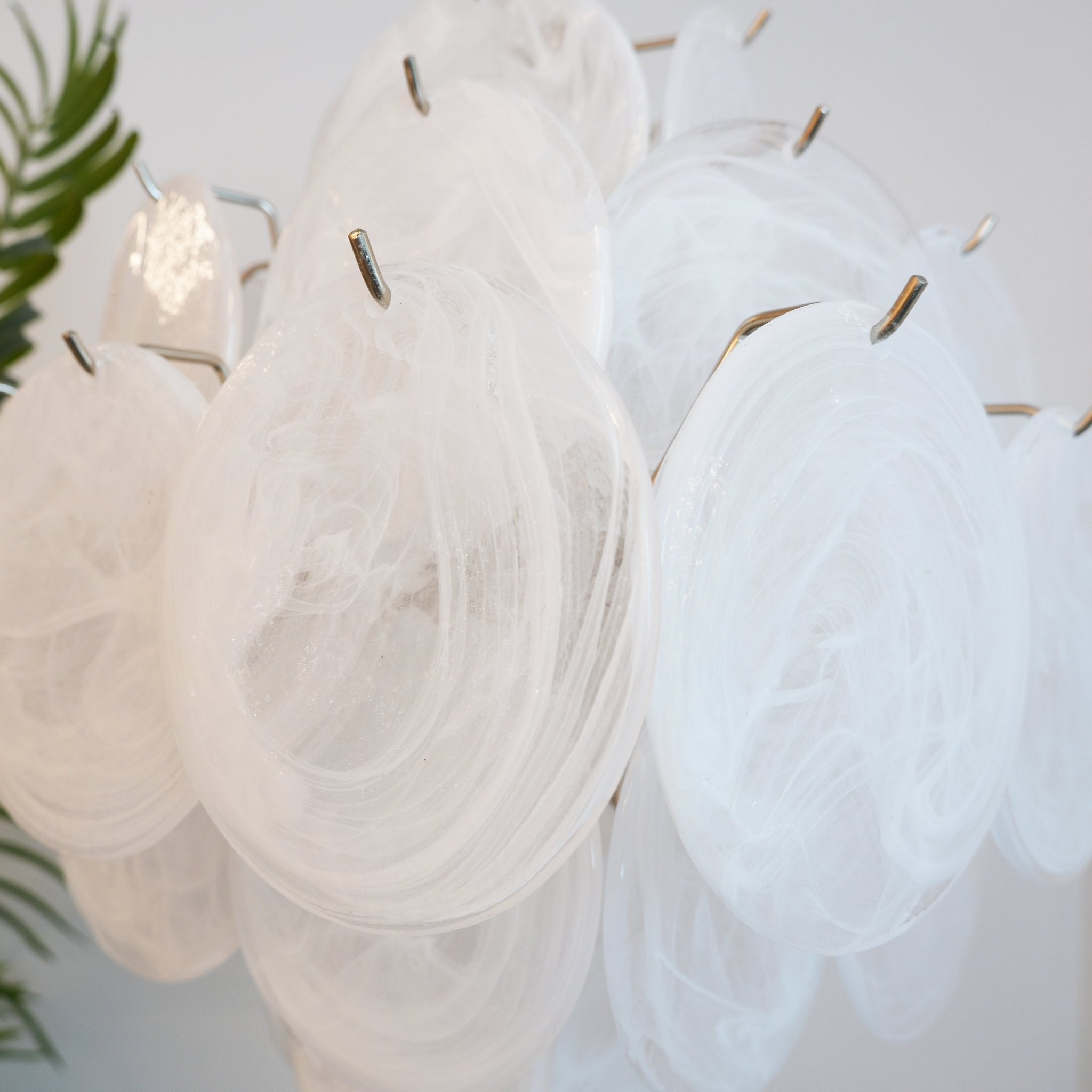 Aurora Chandelier White Murano Glass Disc Cluster - Neutralighting