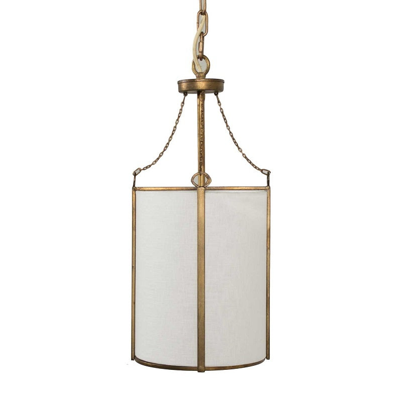 Ivloria Industrieller Vintage Kronleuchter aus Messing mit Stoffbezug-Letslighting