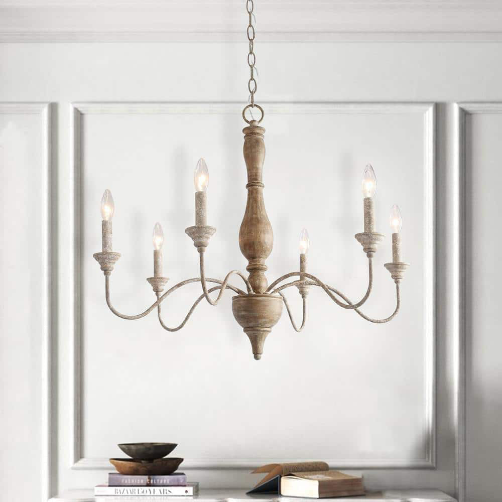 Eurloryra Holz Vintage Kerze Handgeschnitzt Kronleuchter-Letslighting