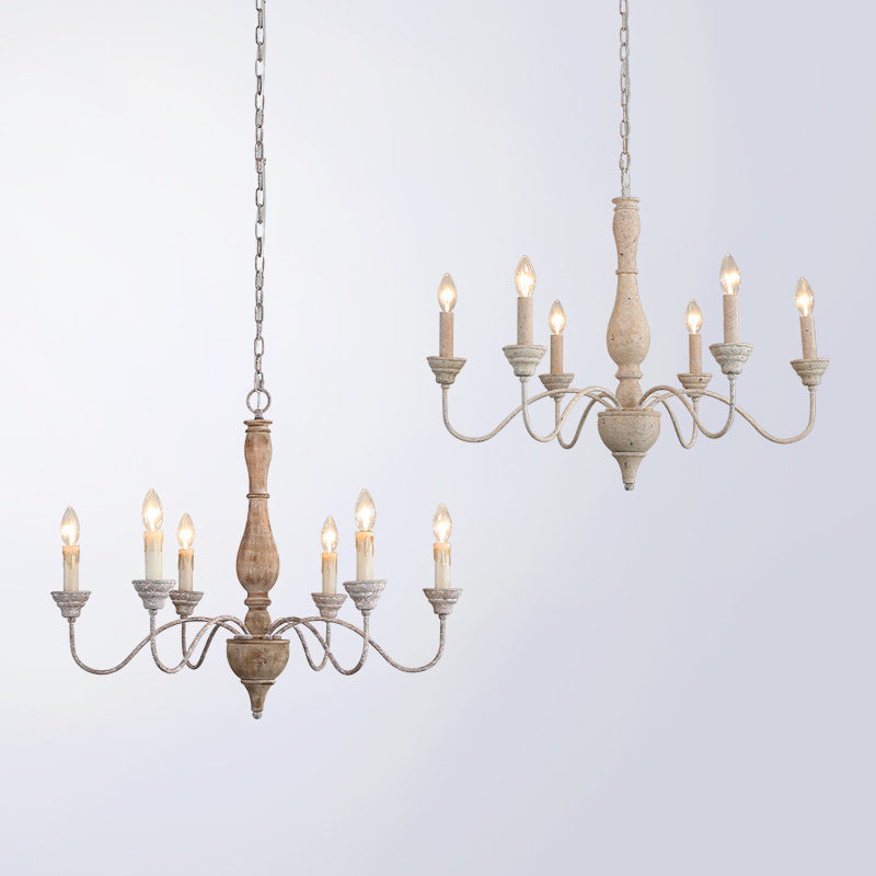 Eurloryra Holz Vintage Kerze Handgeschnitzt Kronleuchter-Letslighting