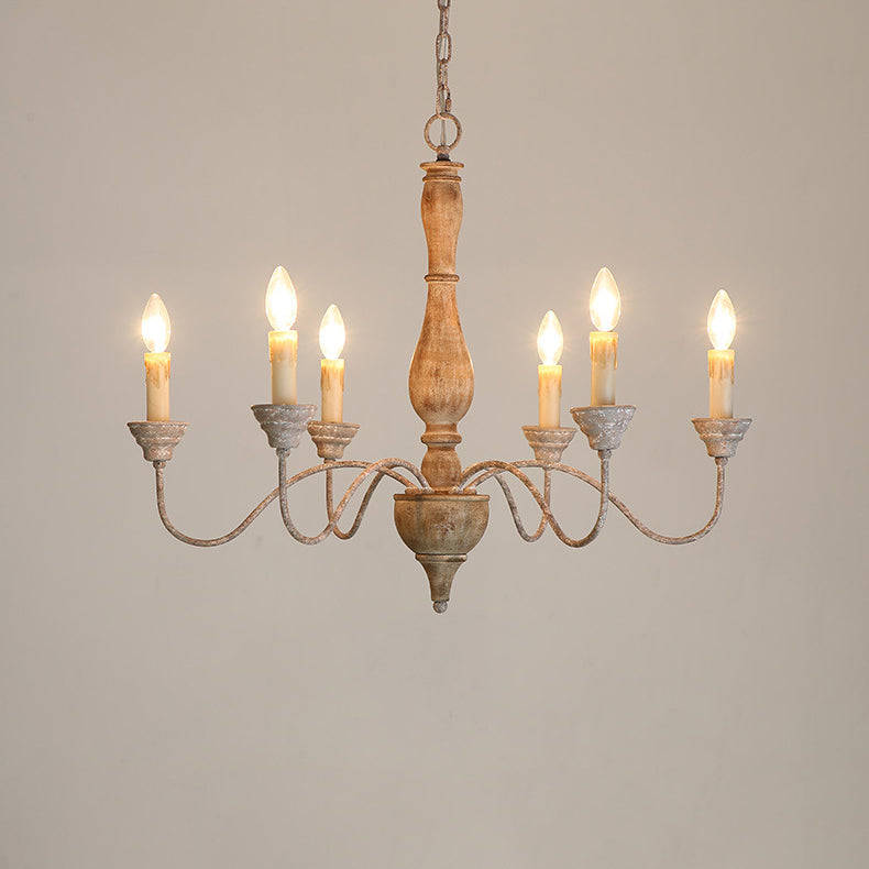 Eurloryra Holz Vintage Kerze Handgeschnitzt Kronleuchter-Letslighting