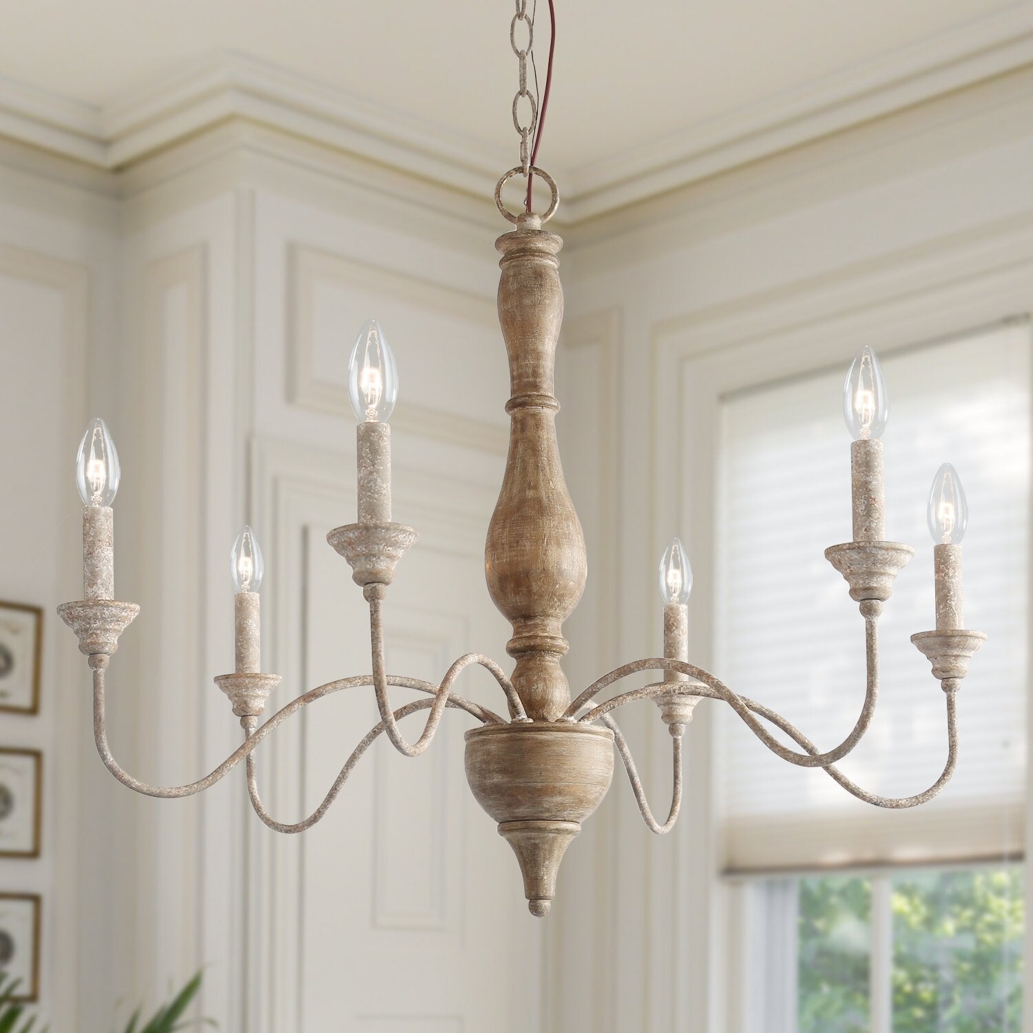 Eurloryra Holz Vintage Kerze Handgeschnitzt Kronleuchter-Letslighting