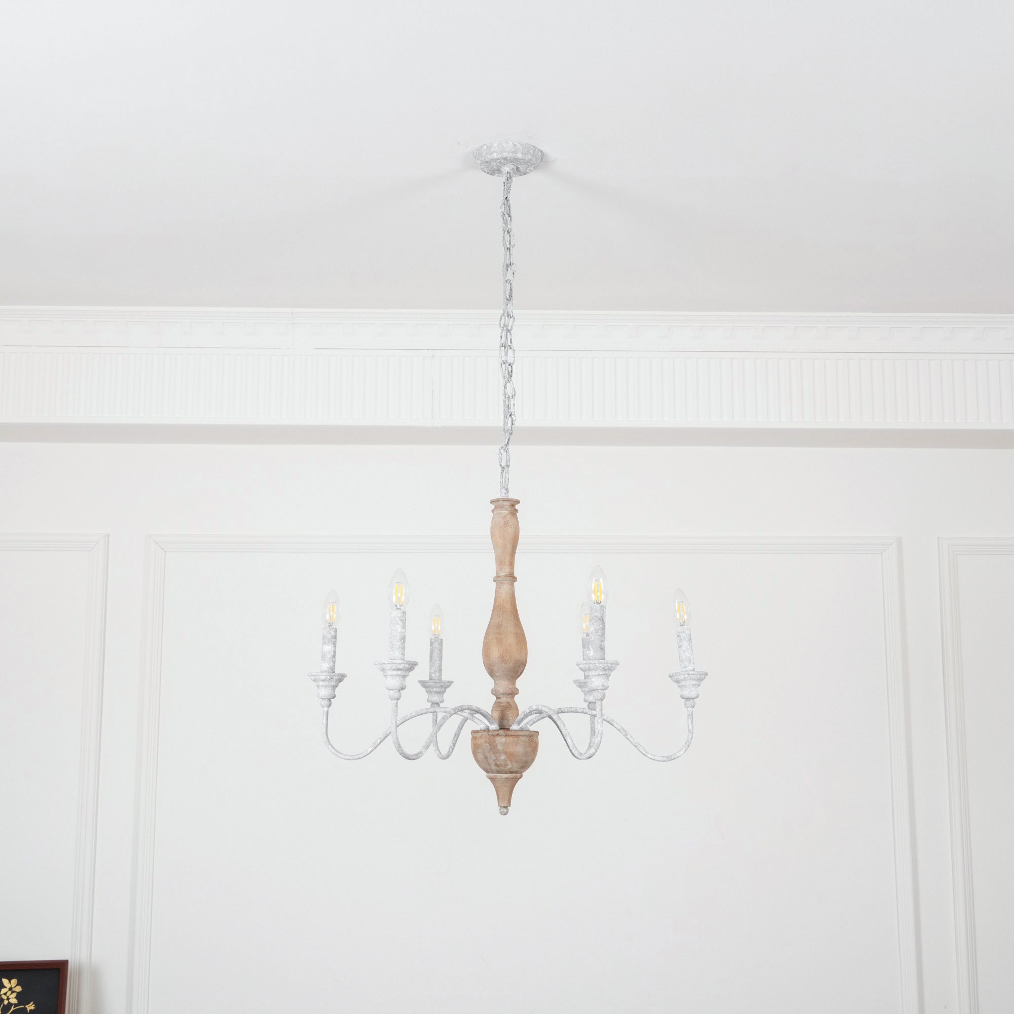 Eurloryra Holz Vintage Kerze Handgeschnitzt Kronleuchter-Letslighting