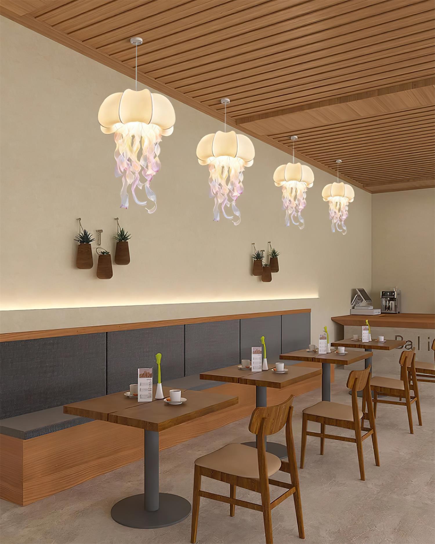 Jellyfish Pendant Light with Iridescent Ribbons - Letslighting