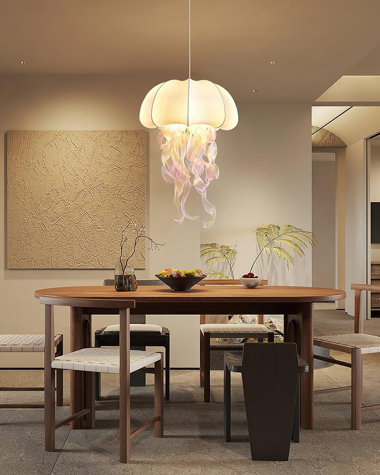 Jellyfish Pendant Light with Iridescent Ribbons - Letslighting