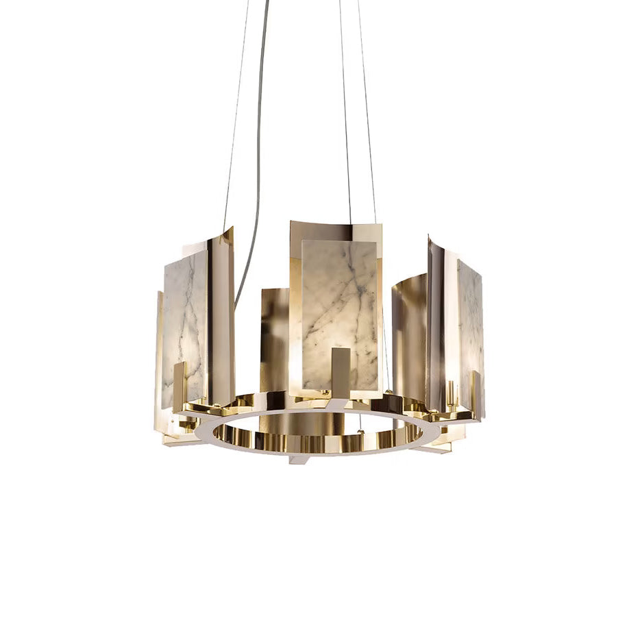 Nyraeila Postmodern Luxury Metal Alabaster Round Chandelier - Letslighting