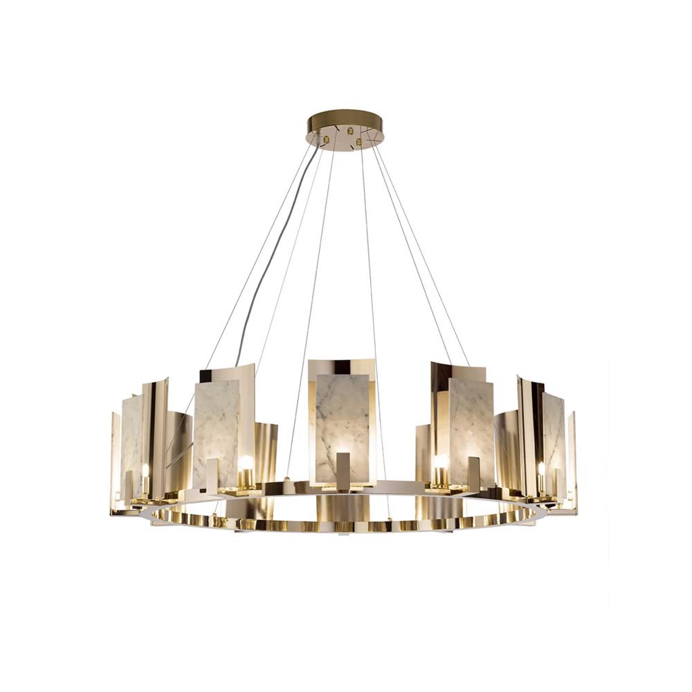 Nyraeila Postmodern Luxury Metal Alabaster Round Chandelier - Letslighting