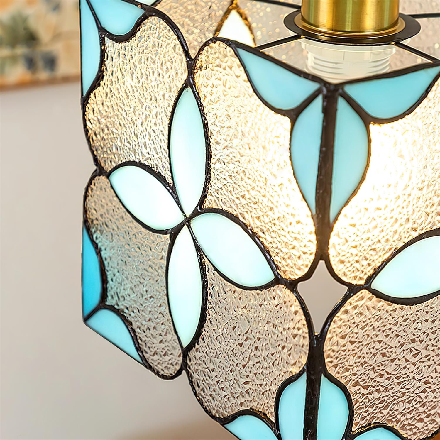 Glyna Pendelleuchte Buntglas Tiffany Blume-Letslighting