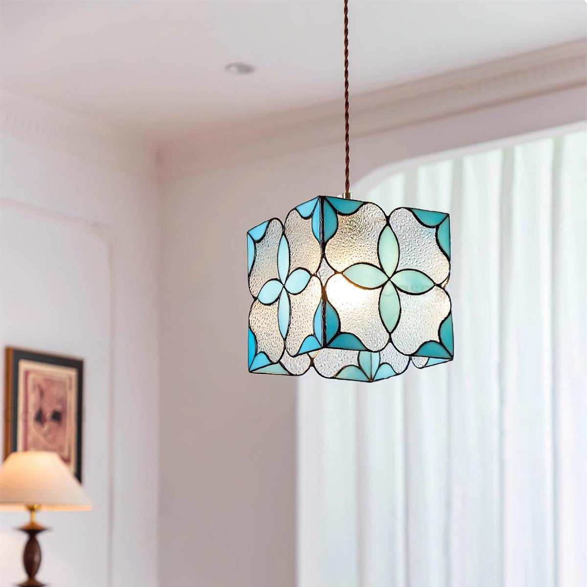 Glyna Pendelleuchte Buntglas Tiffany Blume-Letslighting