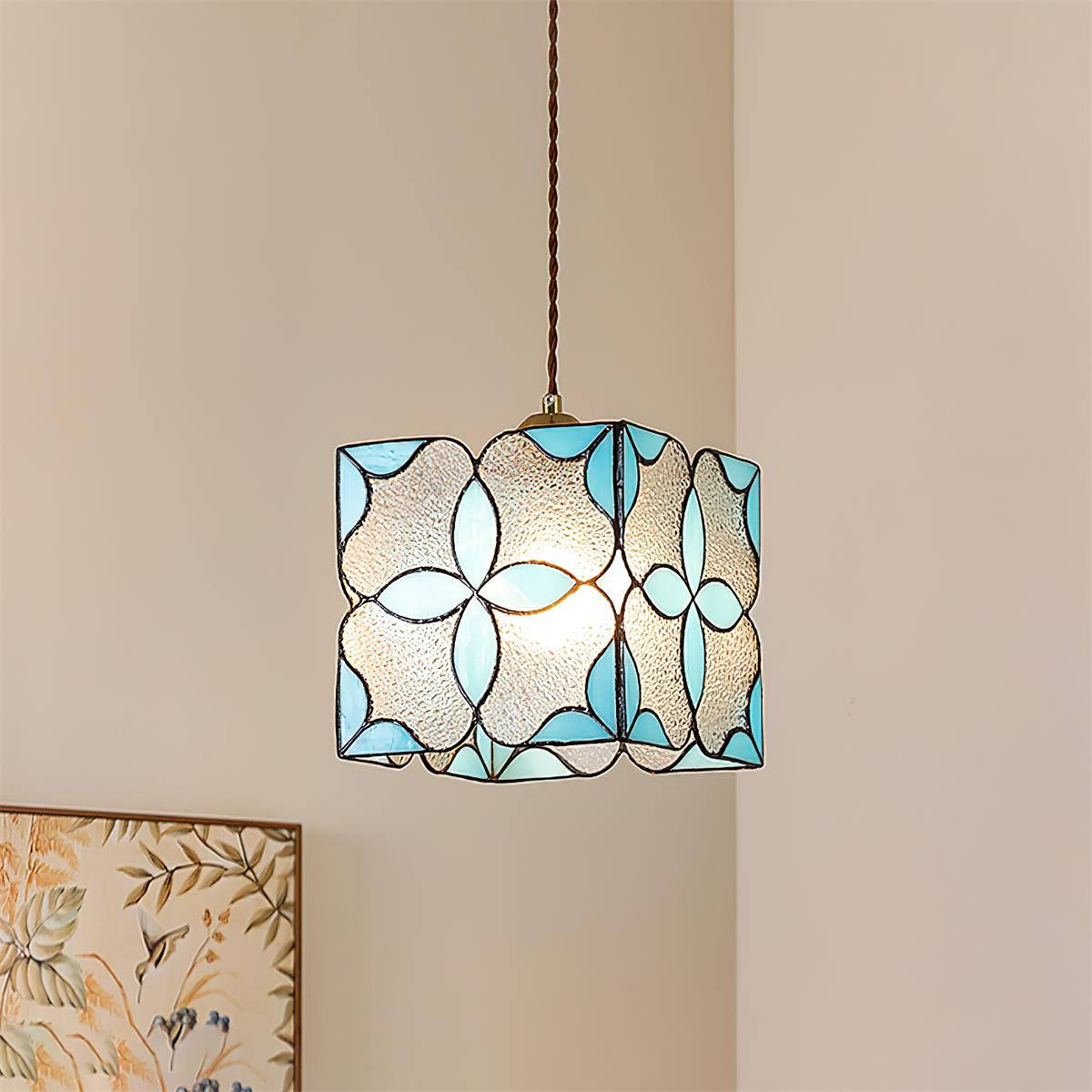 Glyna Pendelleuchte Buntglas Tiffany Blume-Letslighting