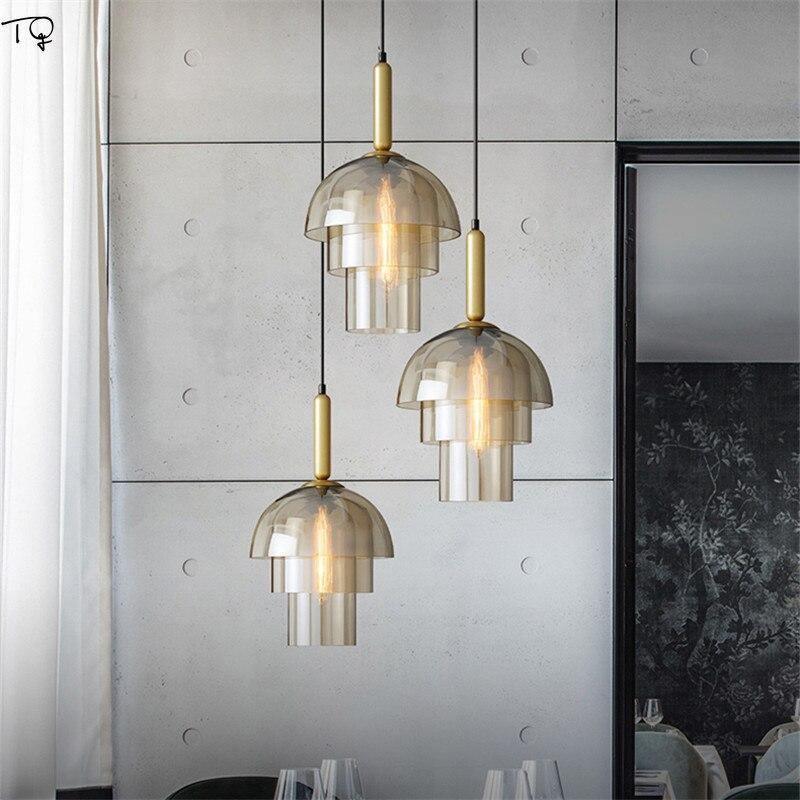 Solara Pendelleuchte Glas Cognac Kuppel Messing Mid Century-Letslighting