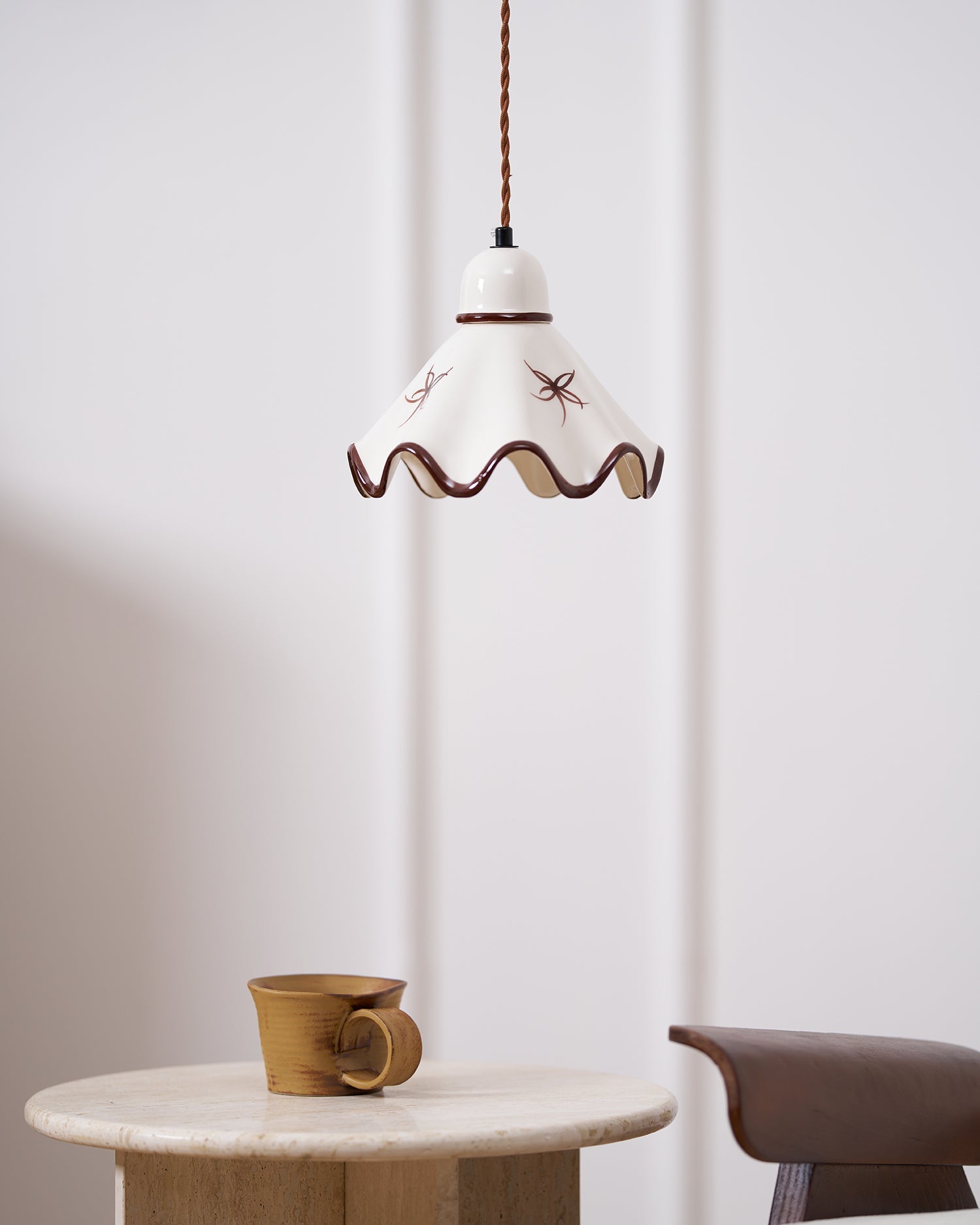 Pendelleuchte Keramik Schirm Rustikal Braun Akzent Retro-Letslighting