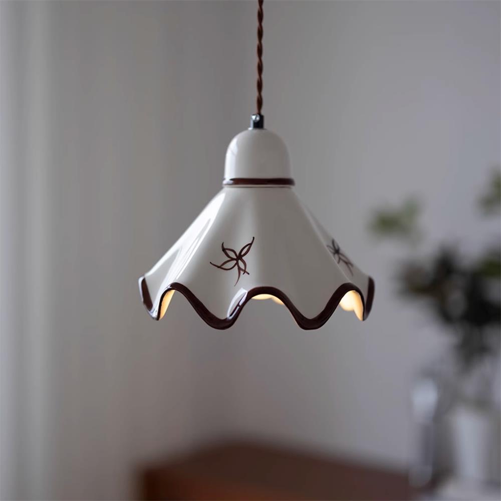 Pendelleuchte Keramik Schirm Rustikal Braun Akzent Retro-Letslighting