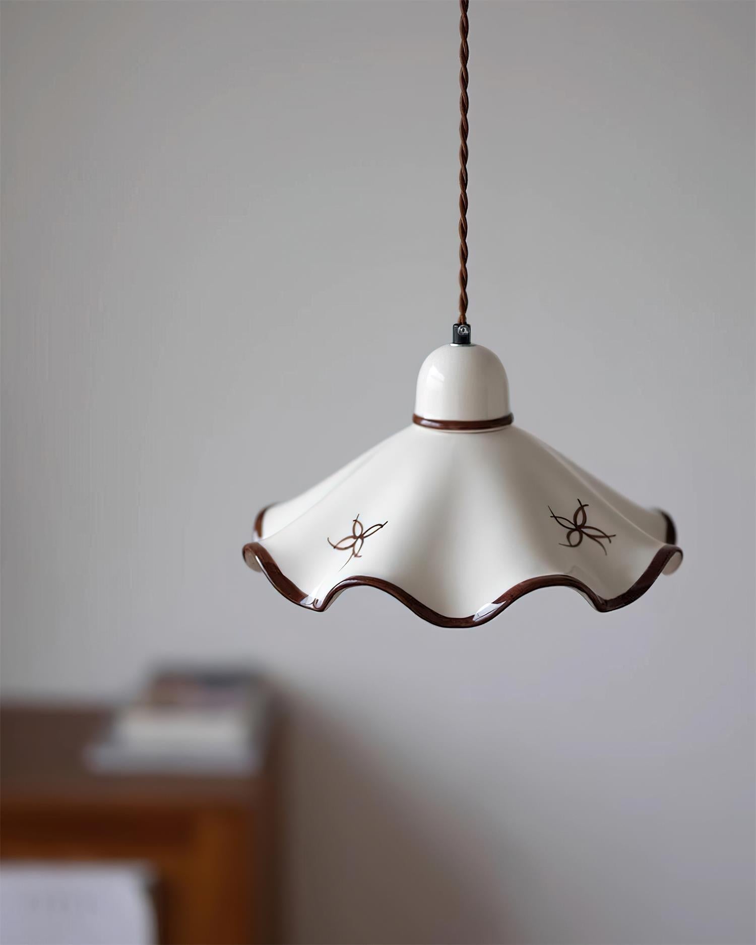 Pendelleuchte Keramik Schirm Rustikal Braun Akzent Retro-Letslighting