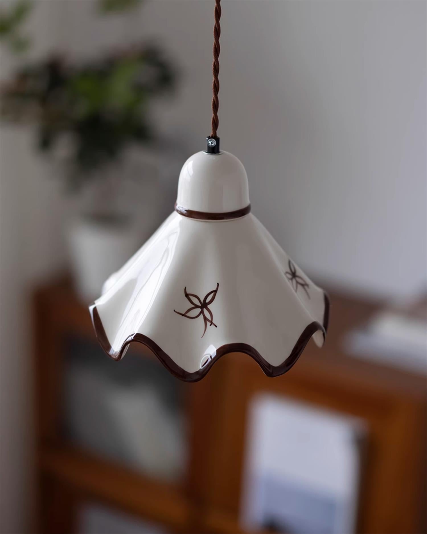Pendelleuchte Keramik Schirm Rustikal Braun Akzent Retro-Letslighting
