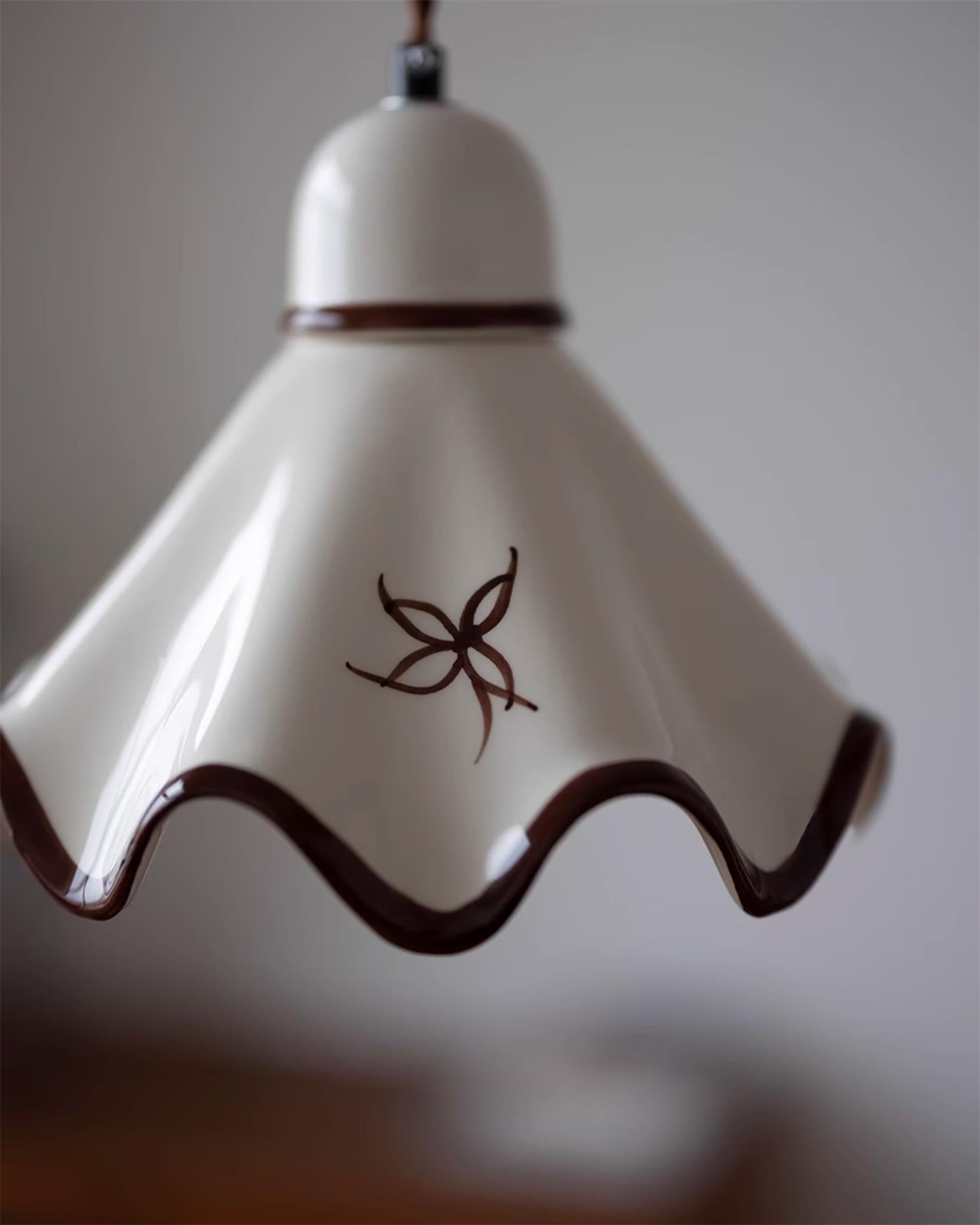 Pendelleuchte Keramik Schirm Rustikal Braun Akzent Retro-Letslighting