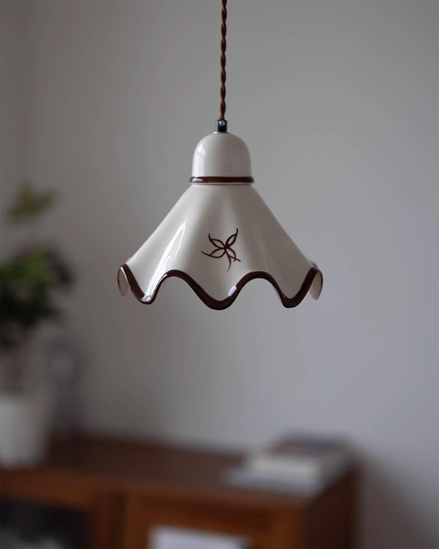 Pendelleuchte Keramik Schirm Rustikal Braun Akzent Retro-Letslighting
