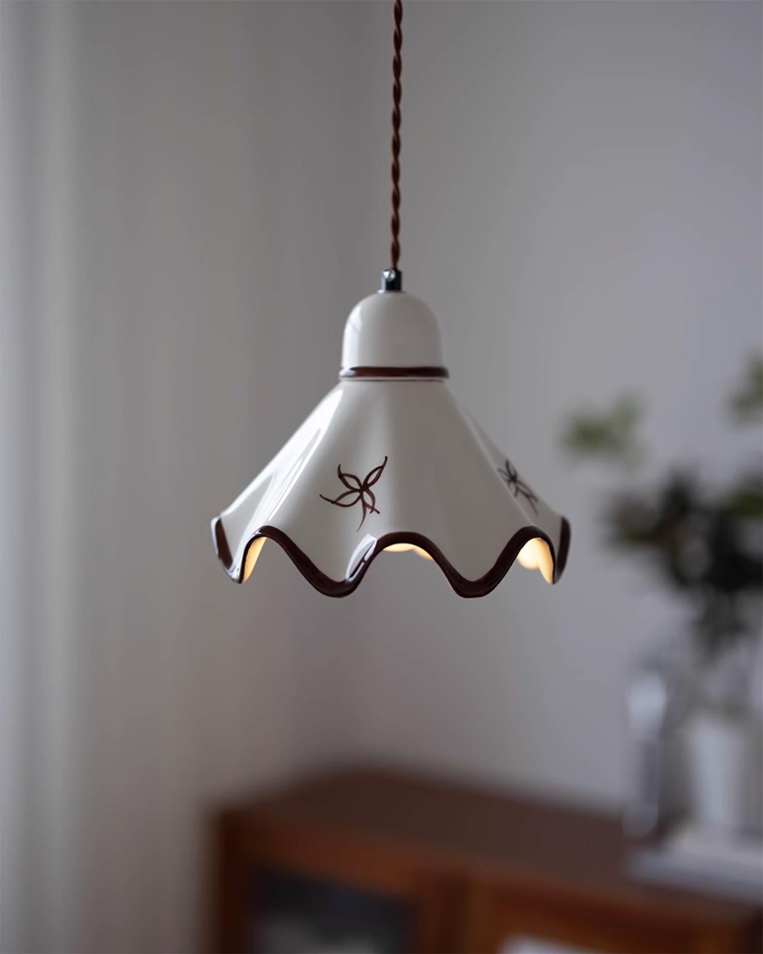 Pendelleuchte Keramik Schirm Rustikal Braun Akzent Retro-Letslighting