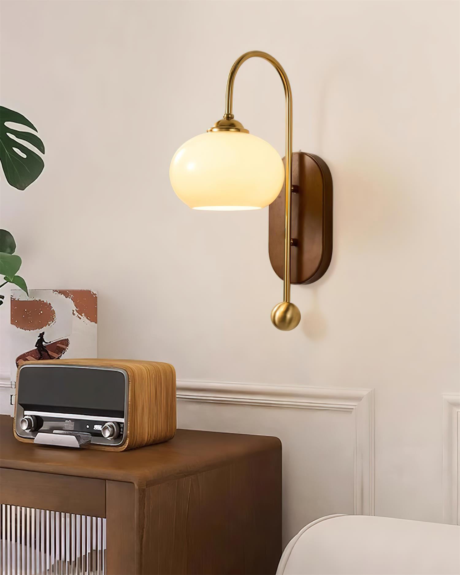 Vale Vintage Glas-Holz-Wandleuchte-Letslighting