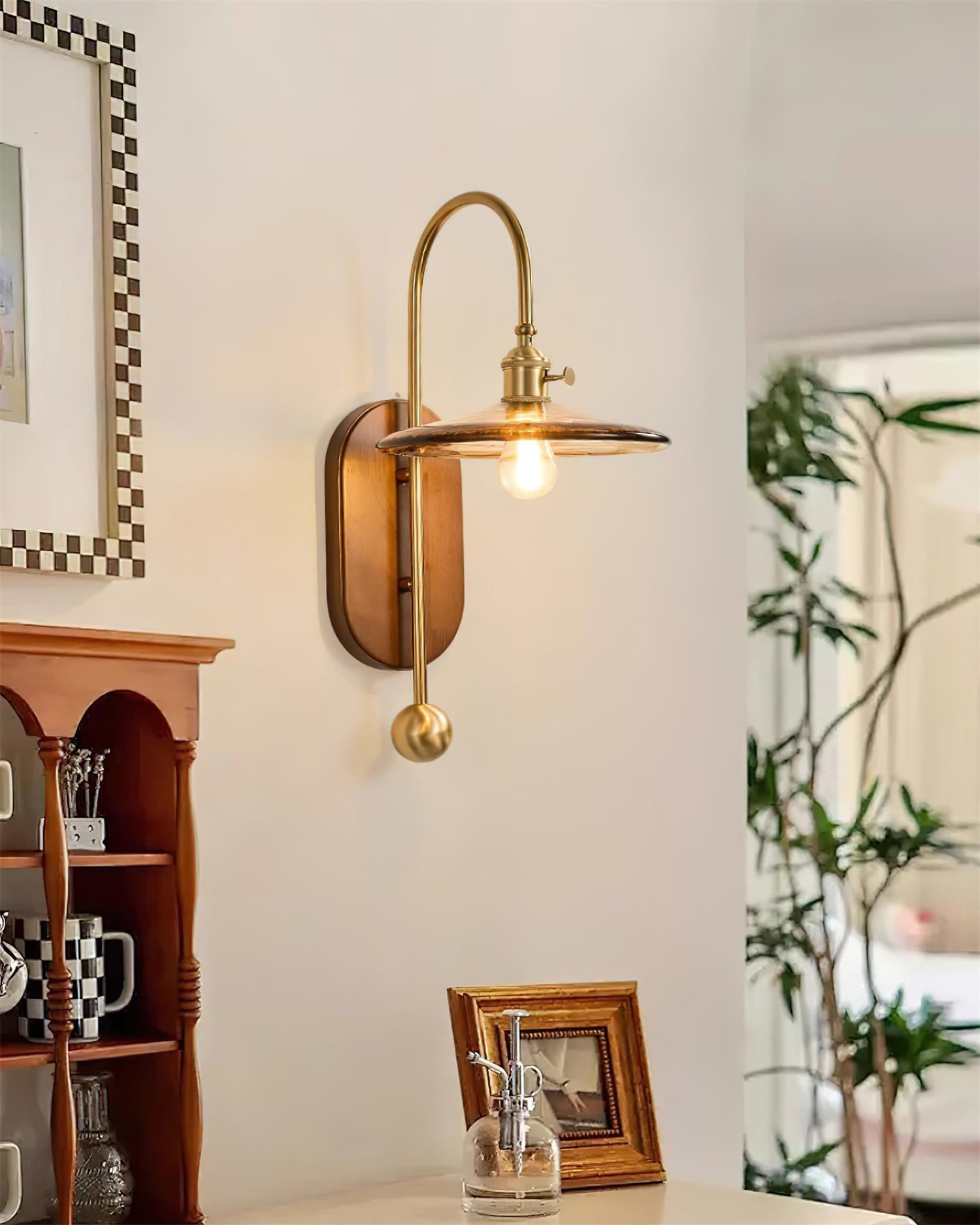 Vale Vintage Glas-Holz-Wandleuchte-Letslighting