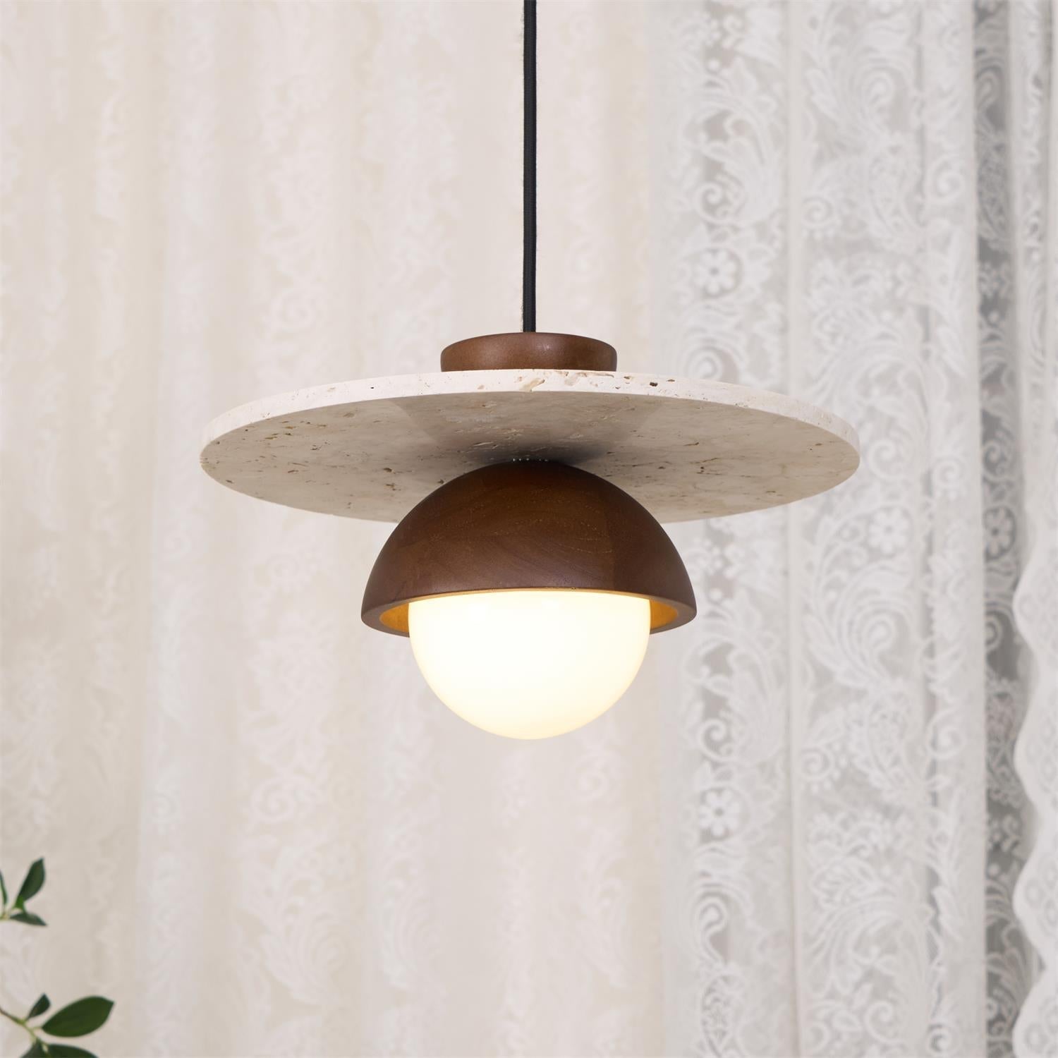Ritta Pendant Light Glass Globe Travertine - Letslighting
